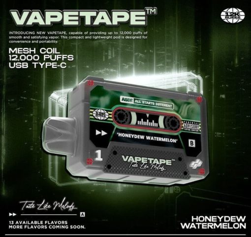 VAPETAPE-12000PUFFS-HONEYDEW-WATERMELON-SG-VAPE-DELIVERY