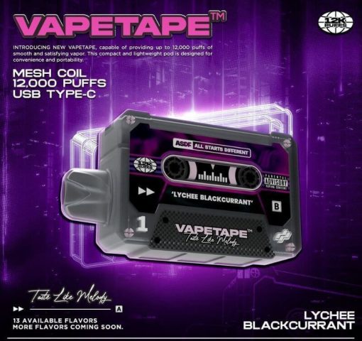 VAPETAPE-12000PUFFS-LYCHEEBLACK-CURRANT-SG-VAPE-DELIVERY