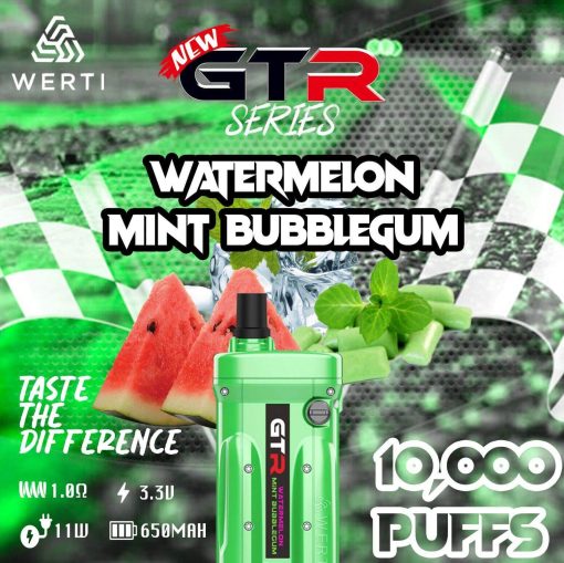 WERTI-GTR-10000-Puffs-WATERMELON-MINT-BUBBLEGUM-SG-VAPE-DELIVERY